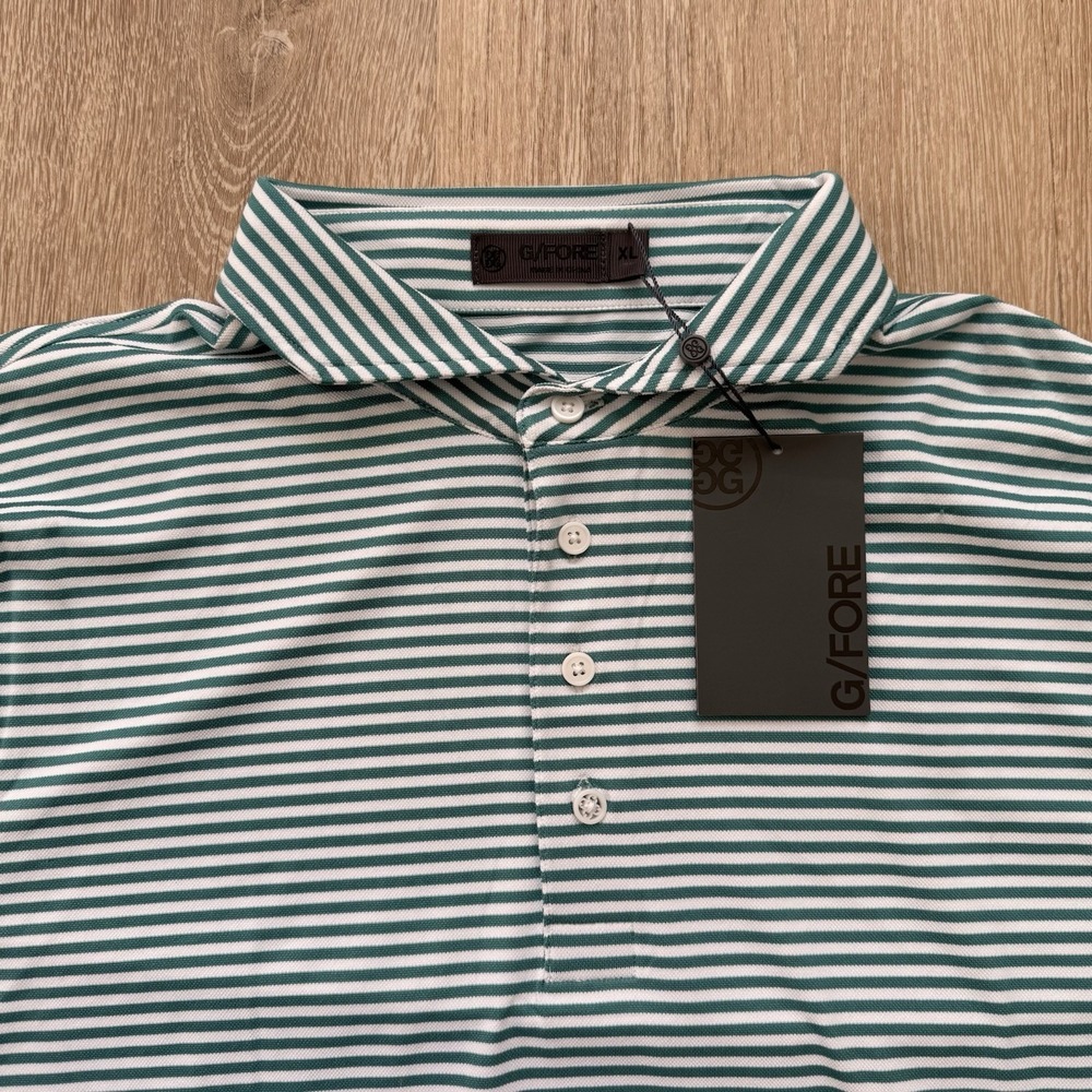 G/Fore Mens Turquoise Stripe Golf Polo Performance Shirt Sz XL Stretch NWT $120 - Picture 4 of 8
